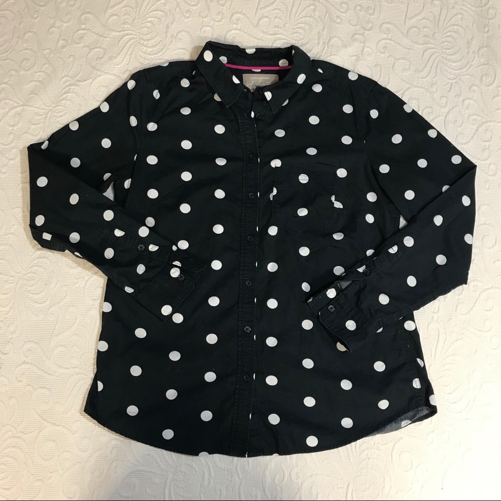 Banana republic black and white flannel top
